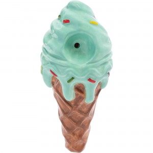 3.5" Mint Green Ice Cream Ceramic Pipe - Wacky Bowlz [CP103G]